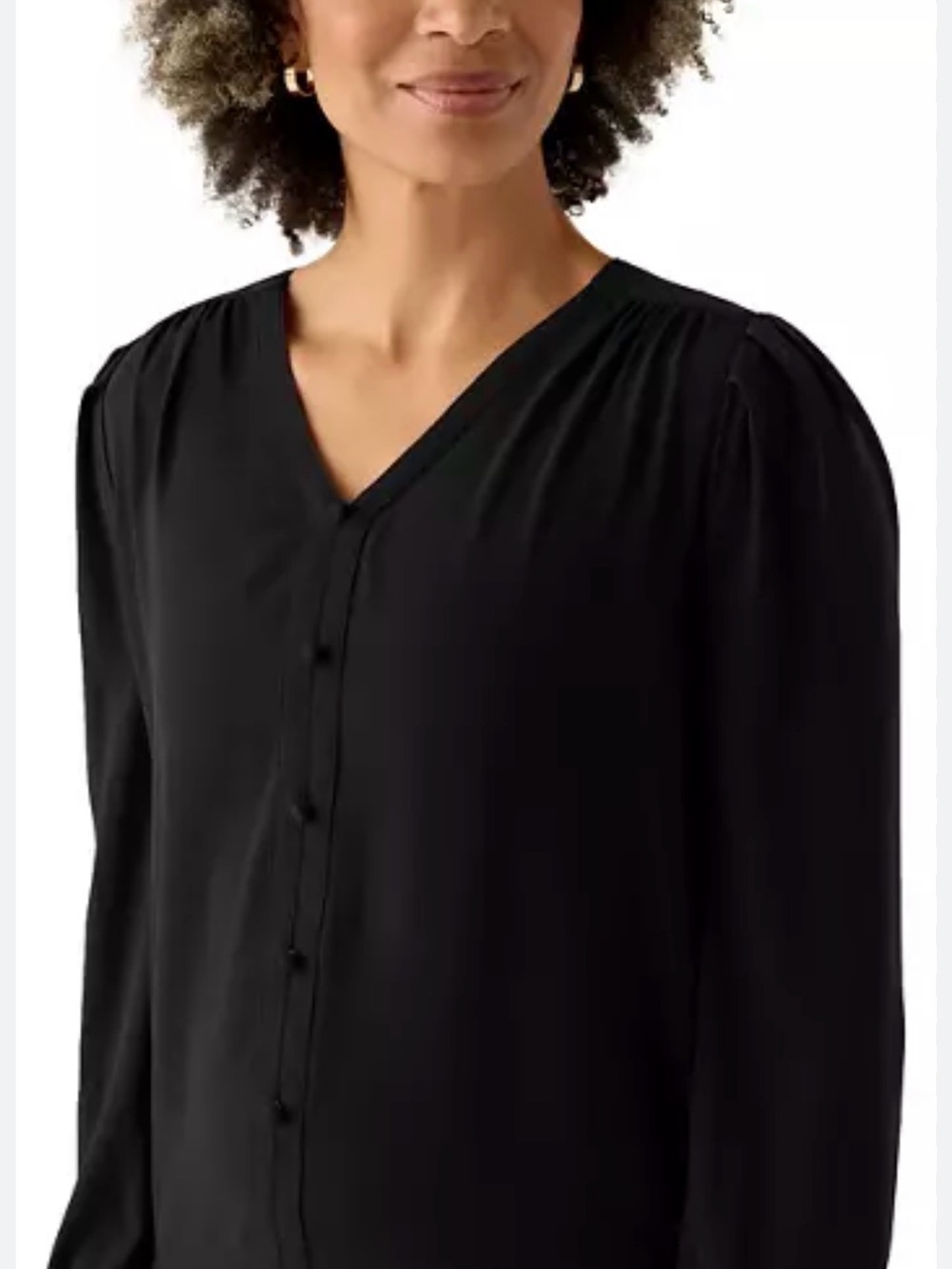 Elie Tahari Black Top with Button Tag